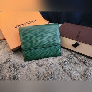 LV Green Epi Trifold Wallet